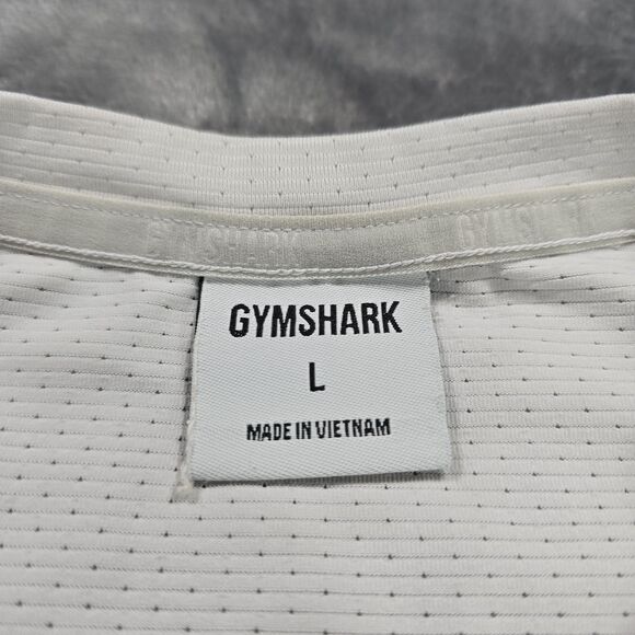Gymshark Baselayer Shirt Men L White Breathable Athletic Performance Long Sleeve - Picture 5 of 9